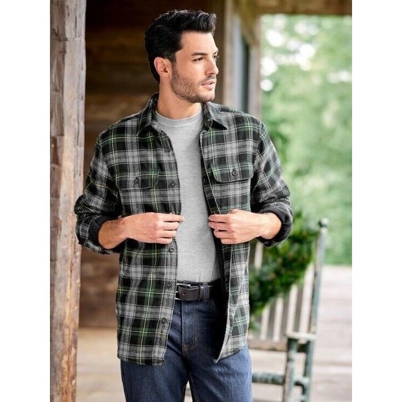 Orton Brothers Other - Orton Brothers Fleece Lined Flannel Shirt Men’s Size 2XL Green Plaid Shacket